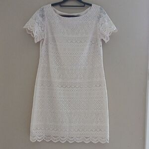 London Style White Lace Mini Dress Sz 8P
